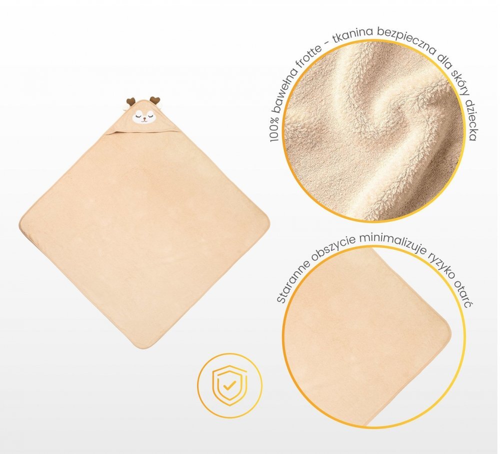 Sensillo Prosop pentru bebelusi Rabbit Pink 100x100cm cu capisondin bumbac terry de calitatedesign atractivlavabil la 40grade