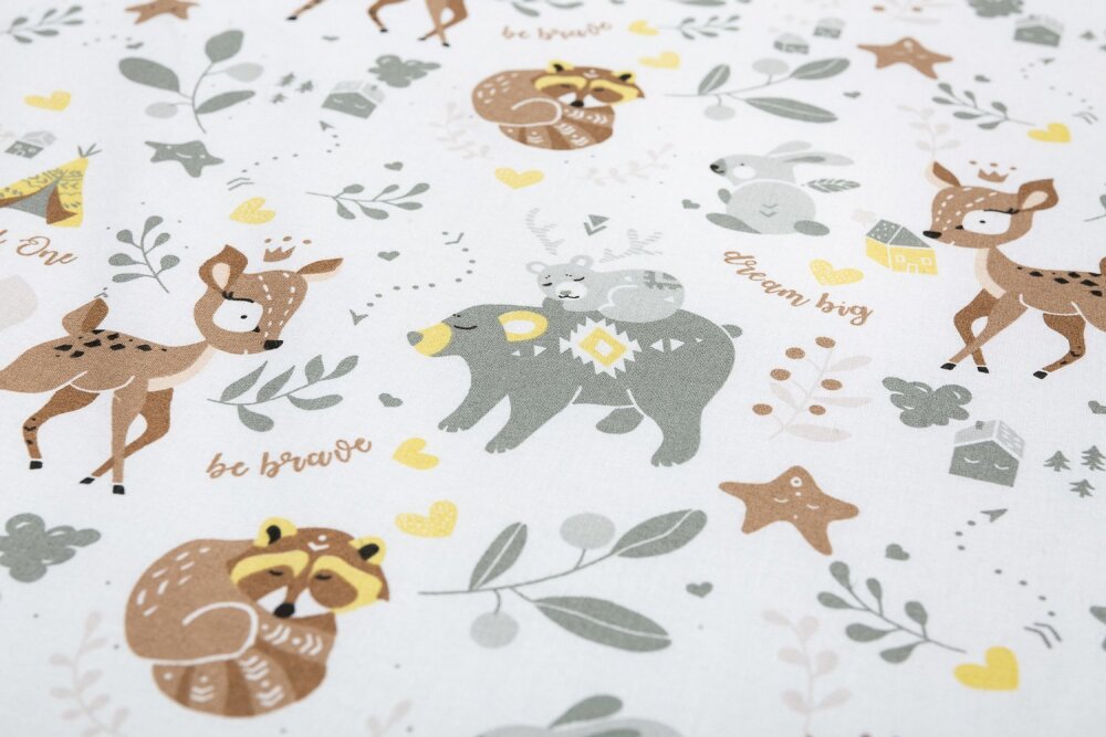 Sensillo Protectie laterala patut Karo Forest 180x30 cm cu doua fetesuprafata din bumbac imprimatplus umplutura antialergicaprindere cu panglici