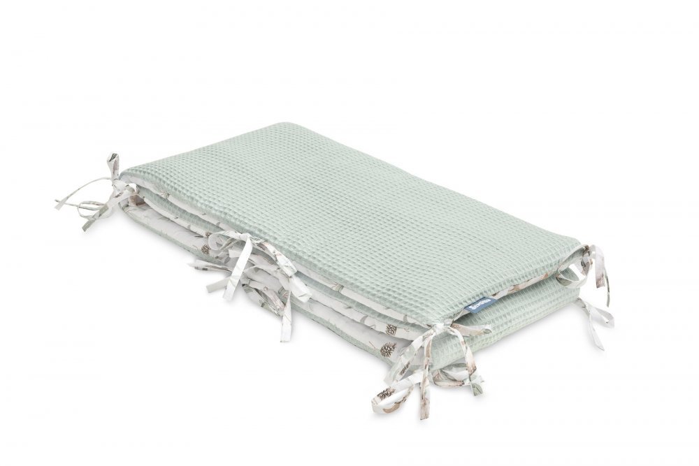 Sensillo Protectie laterala patut Waffle Deers Mint 180x30 cm suprafata din bumbac 100cu doua feteumplutura antialergicaprindere cu panglici