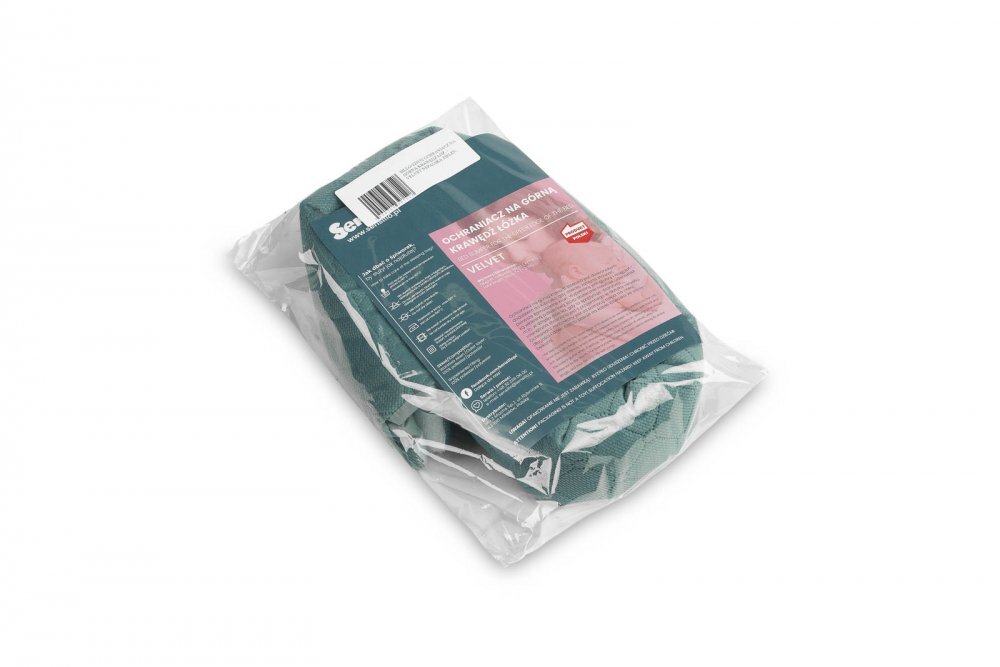 Sensillo Protectie pufoasa din velur pentru margine patut cu prindere velcro 116 cm Green