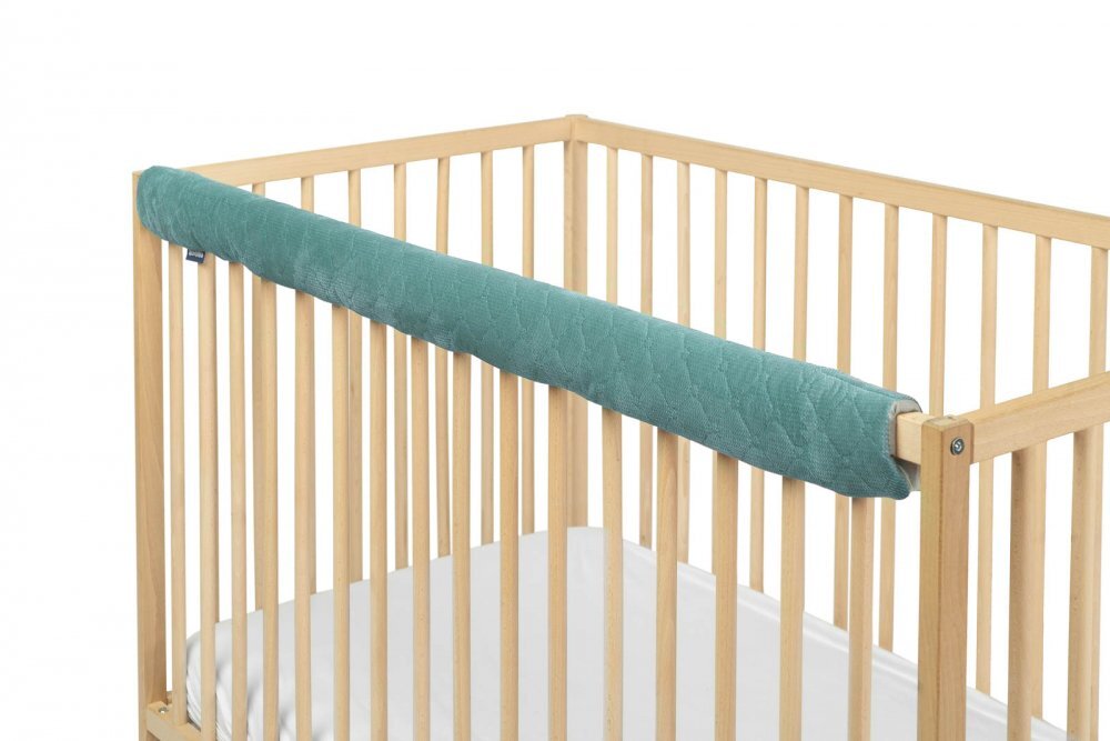Sensillo Protectie pufoasa din velur pentru margine patut cu prindere velcro 116 cm Green
