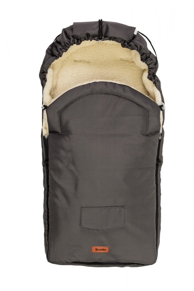 Sensillo Sac de iarna Wool Graphite 95x40 cm impermeabilcaptuseala cu continut de lanautilizare in landoucaruciorsanieorificii pentru fixarea pe caruciorfermoar