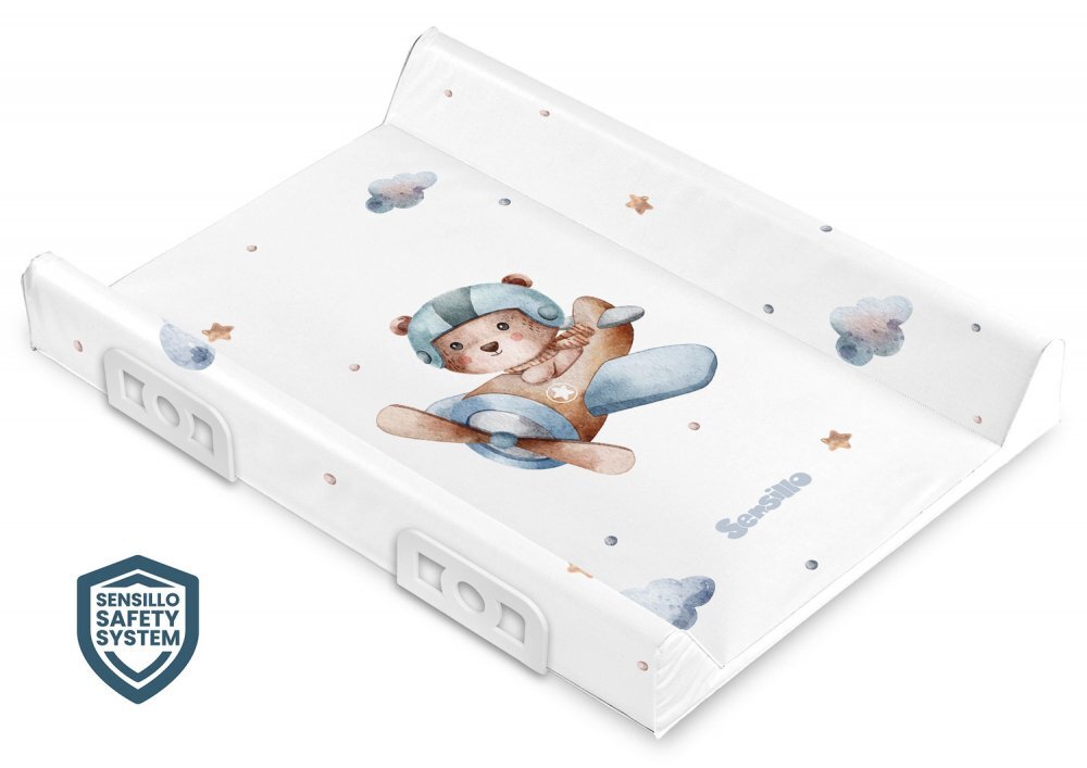 Sensillo Saltea de infasat 70x50 cm Sky aeroplane with Teddy cu intarituraaccesorii montaj pe patutmargine de protectie antirasturnare si suprafata impermeabila