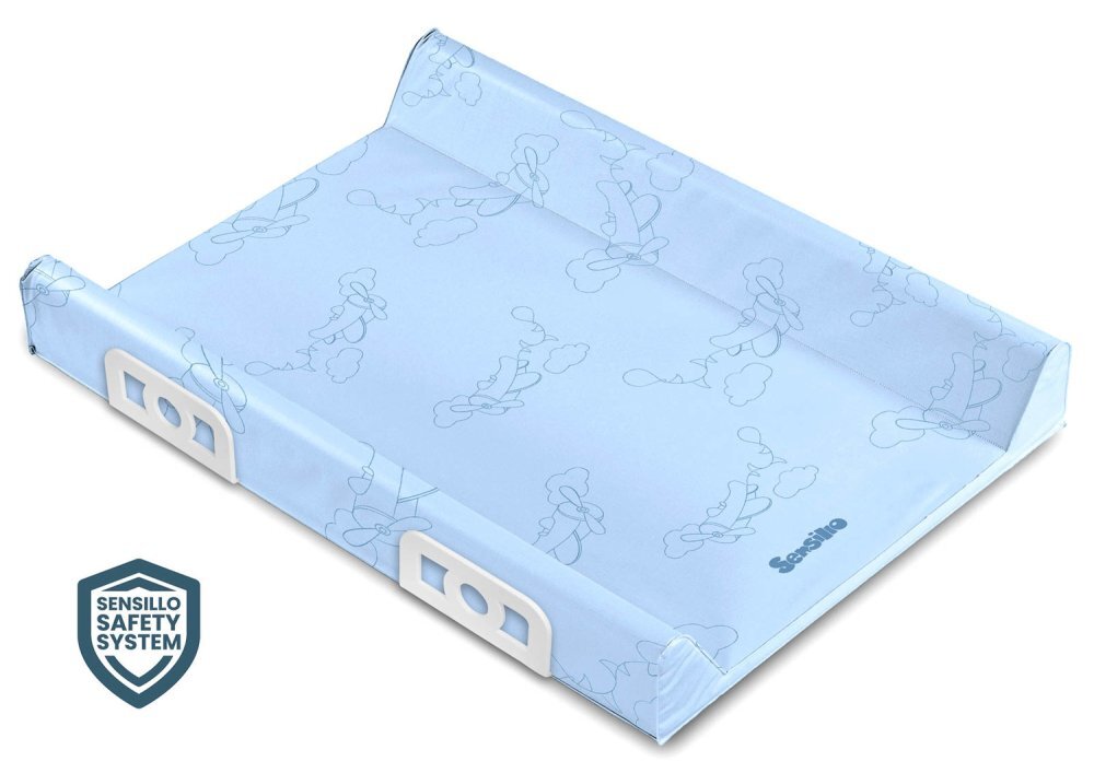 Sensillo Saltea de infasat 70x50 cm Travel aeroplanes blue cu intarituraaccesorii montaj pe patutmargine de protectie antirasturnare si suprafata impermeabila