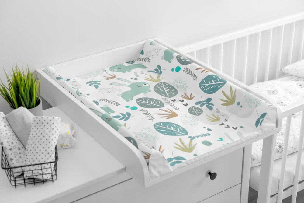 Sensillo Saltea de infasat moale Platinum Forest Bunny 70x49 cm margine de protectie antirasturnare si suprafata impermeabila