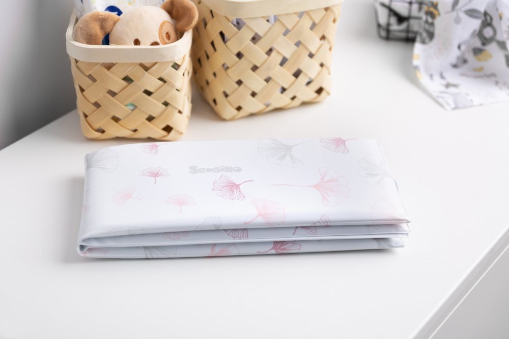 Sensillo Saltea de infasat pliabila compact si impermeabila pentru plimbarecalatorie 40x58 cm Botanic pink