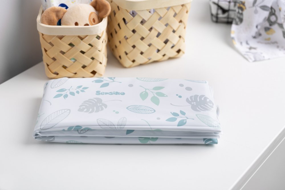 Sensillo Saltea de infasat pliabila compact si impermeabila pentru plimbarecalatorie 40x58 cm Floral blue