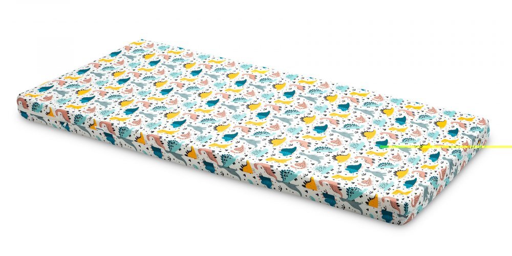 Sensillo Saltea din spuma 120x60x6 cm Dino pentru patut copii traditionalpliabil grad de duritate medie H1-H2 husa detasabila cu fermoar