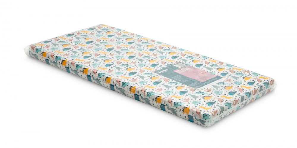 Sensillo Saltea din spuma 120x60x6 cm Dino pentru patut copii traditionalpliabil grad de duritate medie H1-H2 husa detasabila cu fermoar
