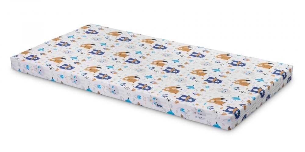 Sensillo Saltea din spuma 120x60x6 cm Forest Animals pentru patut copii traditionalpliabil grad de duritate medie H1-H2 husa detasabila cu fermoar