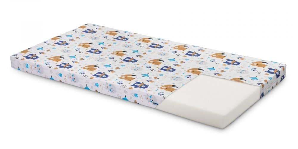 Sensillo Saltea din spuma 120x60x6 cm Forest Animals pentru patut copii traditionalpliabil grad de duritate medie H1-H2 husa detasabila cu fermoar