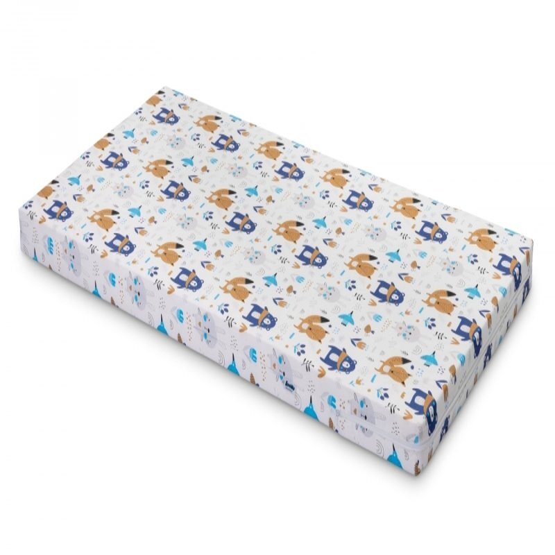 Sensillo Saltea din spuma 120x60x6 cm Forest Animals pentru patut copii traditionalpliabil grad de duritate medie H1-H2 husa detasabila cu fermoar