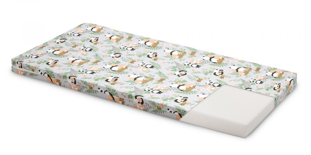 Sensillo Saltea din spuma 120x60x6 cm PandaVulpi pentru patut copii traditionalpliabil grad de duritate medie H1-H2 husa detasabila cu fermoar