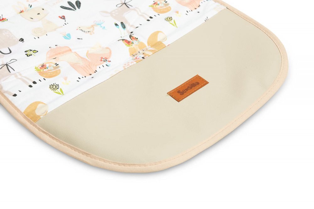 Sensillo Saltea pentru carucior Picnic Beige 80x40 cm cu doua fete BumbacCatifeaSuport picioare din piele ecologica usor de curatatOrificii pentru centuri siguranta