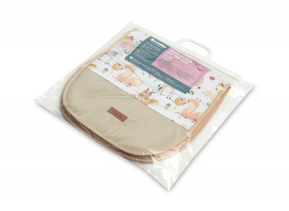 Sensillo Saltea pentru carucior Picnic Beige 80x40 cm cu doua fete BumbacCatifeaSuport picioare din piele ecologica usor de curatatOrificii pentru centuri siguranta