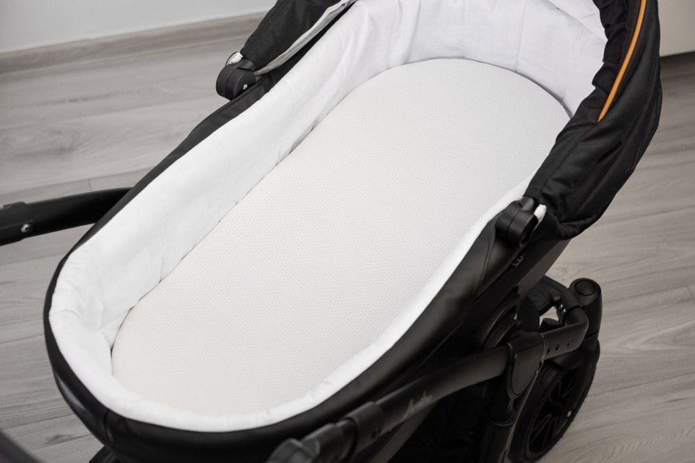 Sensillo Saltea pentru landou bebelusi Alba 75x35x3cm din fibre de cocos cu husa matlasata detasabila prevazuta cu fermoar