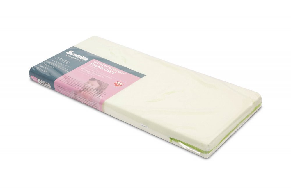 Sensillo Saltea pentru patut copii 90x40x6cm din spuma cu husa detasabila prevazuta cu fermoartesatura cu Aloe Vera antialergica si antibacteriana
