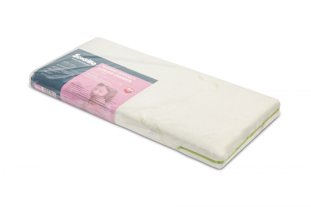 Sensillo Saltea pentru patut copii 90x40x7cm spuma-cocos cu husa din tesatura cu Aloe Verahusa detasabila cu fermoar