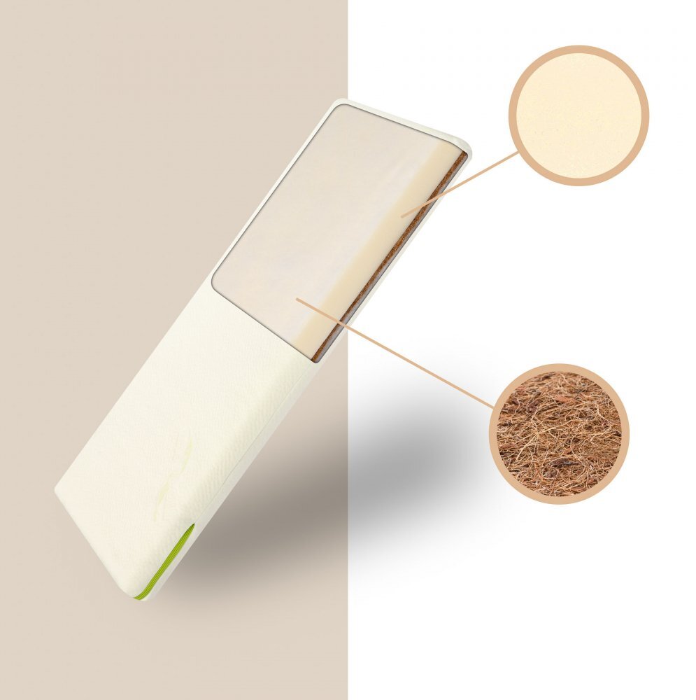 Sensillo Saltea pentru patut copii 90x40x7cm spuma-cocos cu husa din tesatura cu Aloe Verahusa detasabila cu fermoar