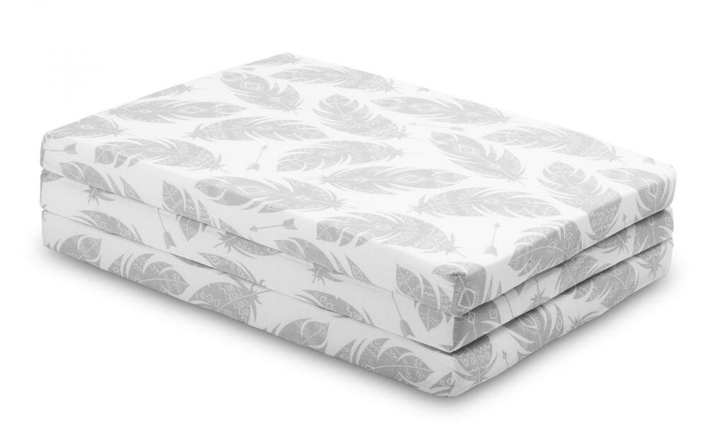 Sensillo Saltea pliabila pentru patut copii Feathers 120x60x5 cmhusa detasabila din bumbaccompatibila cu patuturi clasice si pliabile