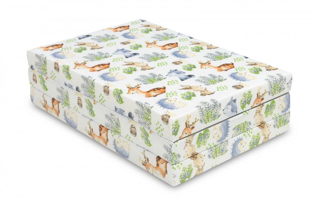 Sensillo Saltea pliabila pentru patut copii Forest 120x60x5 cmhusa detasabila din bumbaccompatibila cu patuturi clasice si pliabile