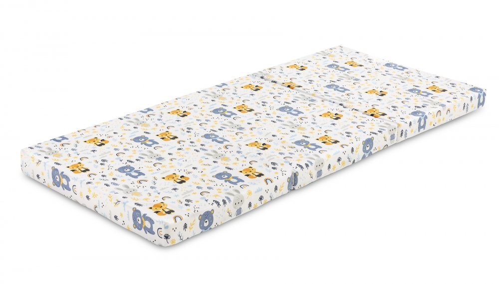 Sensillo Saltea pliabila pentru patut copii Forest Friends 120x60x5 cmhusa detasabila din bumbaccompatibila cu patuturi clasice si pliabile