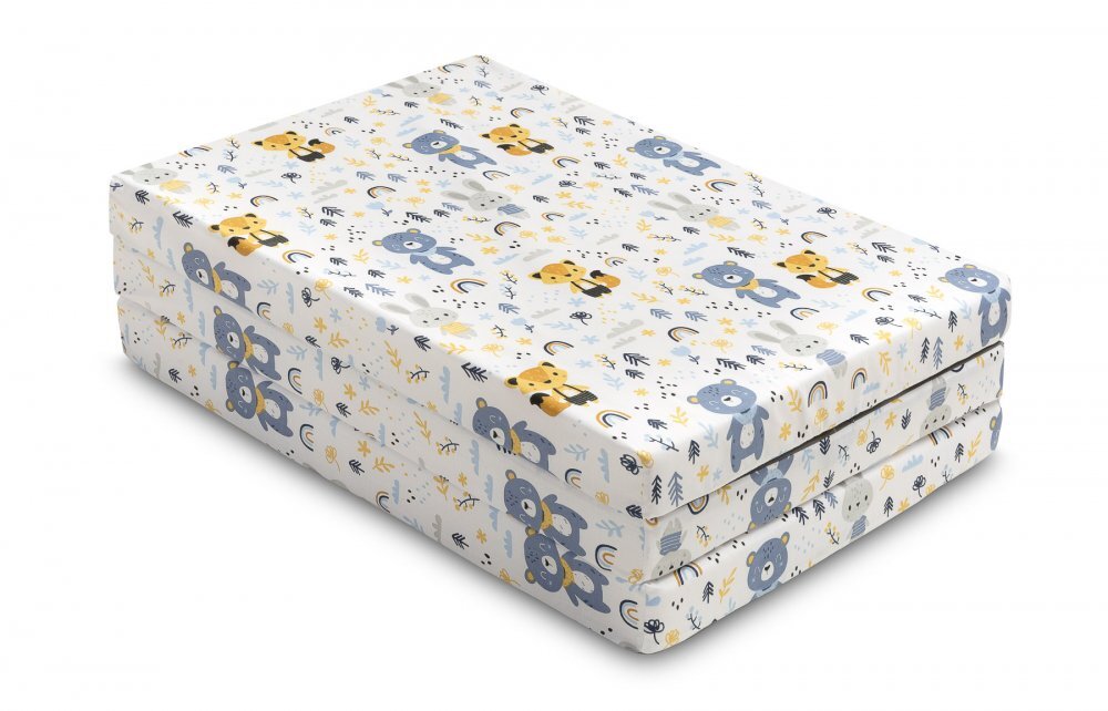 Sensillo Saltea pliabila pentru patut copii Forest Friends 120x60x5 cmhusa detasabila din bumbaccompatibila cu patuturi clasice si pliabile