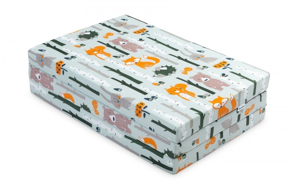Sensillo Saltea pliabila pentru patut copii Fox and Hare 120x60x5 cmhusa detasabila din bumbaccompatibila cu patuturi clasice si pliabile