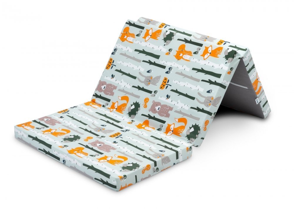 Sensillo Saltea pliabila pentru patut copii Fox and Hare 120x60x5 cmhusa detasabila din bumbaccompatibila cu patuturi clasice si pliabile