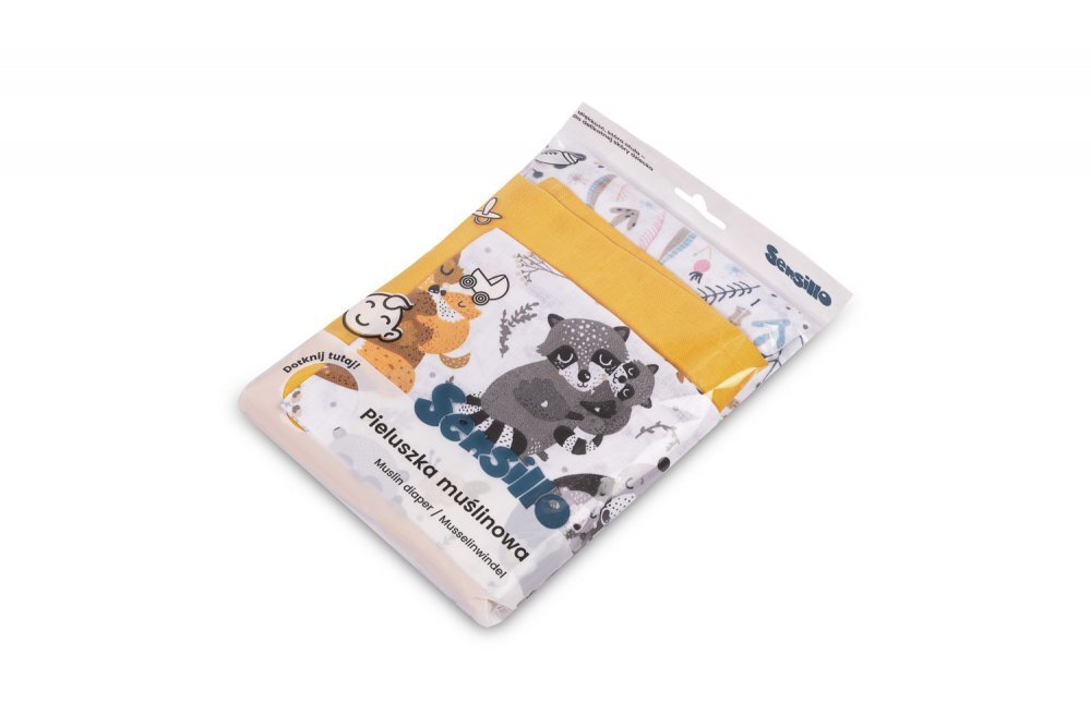 Sensillo Set 3 piese pentru bebelusi din muselina Trio Forest EG-0104 cu paturicascutec si prosopel 120x120 cm60x80 cm38x38 cmmaterial bumbac moale si absorbant