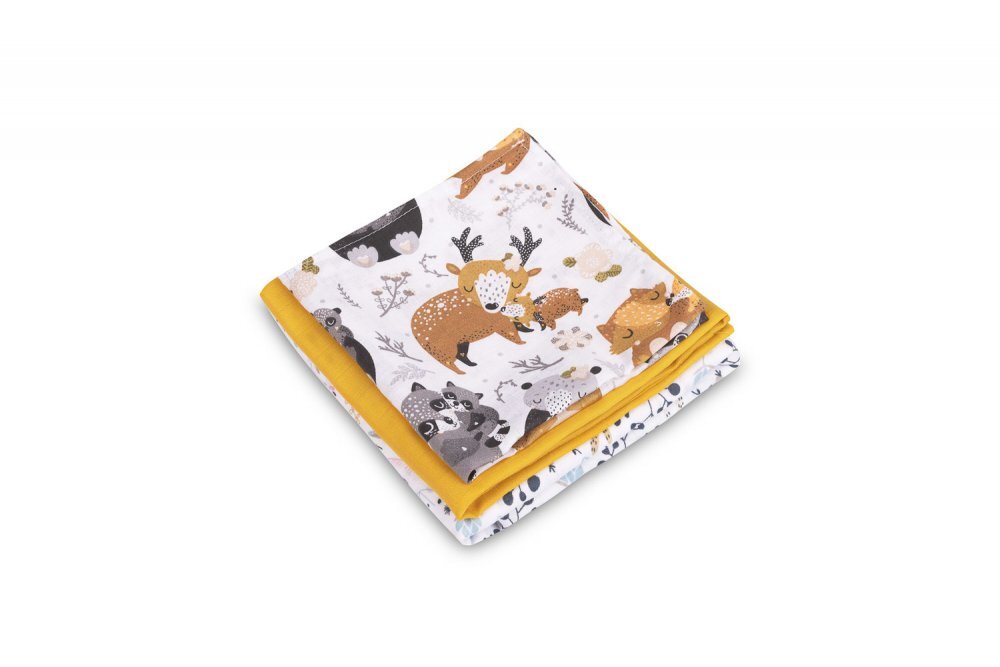 Sensillo Set 3 piese pentru bebelusi din muselina Trio Forest EG-0104 cu paturicascutec si prosopel 120x120 cm60x80 cm38x38 cmmaterial bumbac moale si absorbant