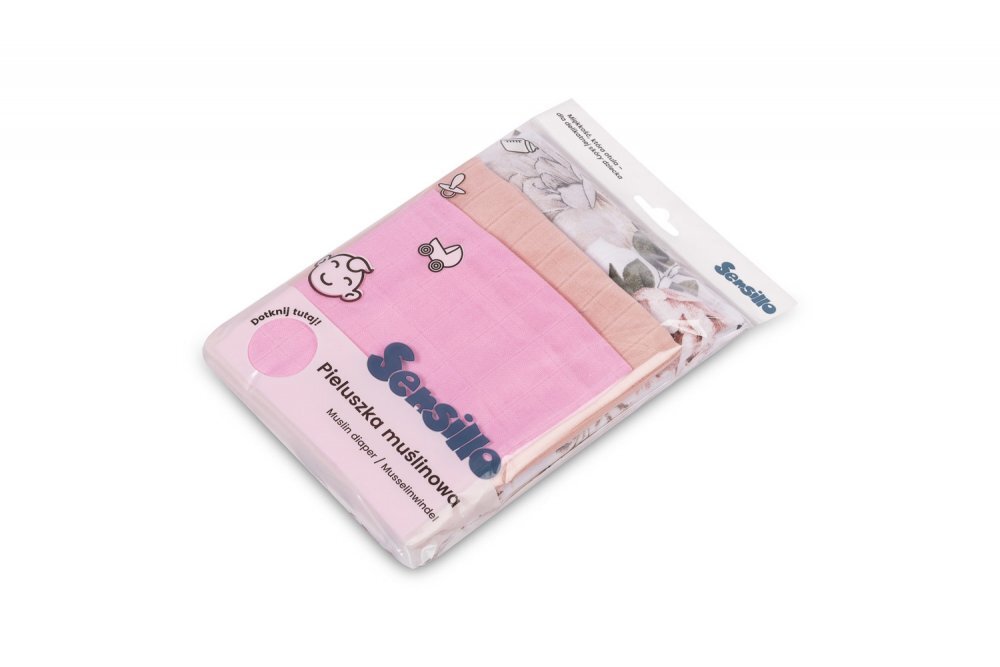 Sensillo Set 3 piese pentru bebelusi din muselina Trio Pink EG-0102 cu paturicascutec si prosopel 120x120 cm60x80 cm38x38 cmmaterial bumbac moale si absorbant