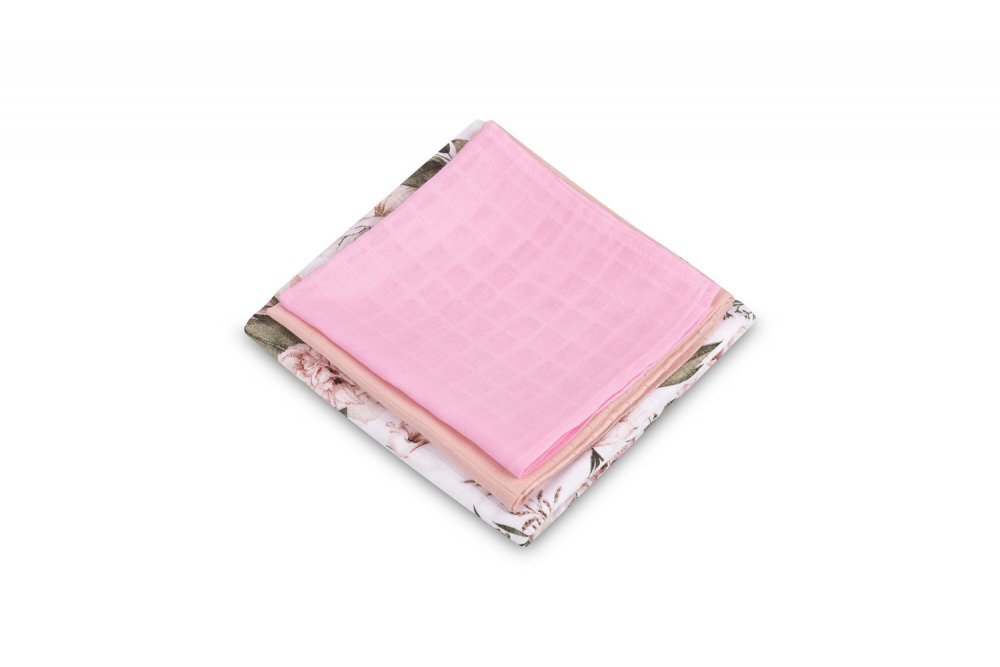 Sensillo Set 3 piese pentru bebelusi din muselina Trio Pink EG-0102 cu paturicascutec si prosopel 120x120 cm60x80 cm38x38 cmmaterial bumbac moale si absorbant