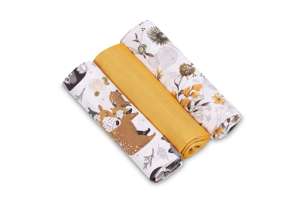 Sensillo Set 3 scutece din muselina Forest 60x80 cm EG-0009material din bumbacmoaleabsorbant