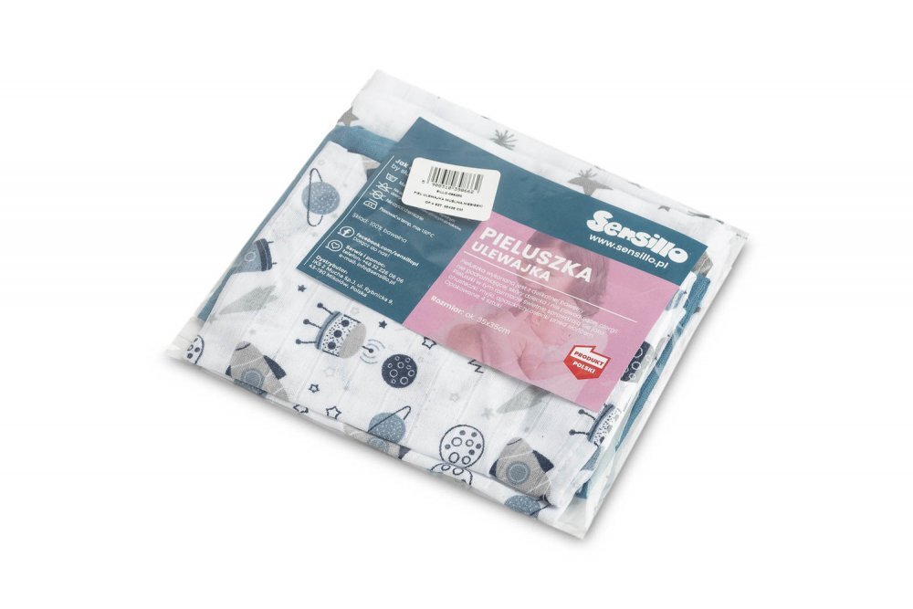 Sensillo Set 4 mini prosopele Spit Up Blue 35x35 cm din muselinatesatura din bumbac delicat