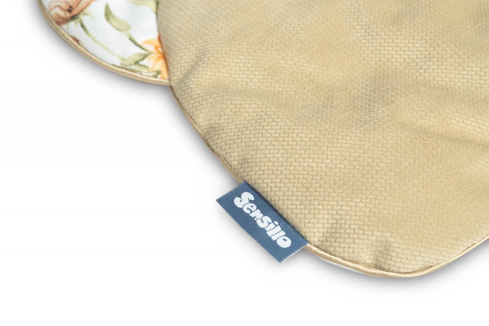 Sensillo Set pernuta si pilota pentru caruciorlandoupatut copii Teddy Square Beige cu doua fete bumbaccatifea Umplutura silicon lyocell antialergic Perna cu urechiuse Recomandat de la nastere