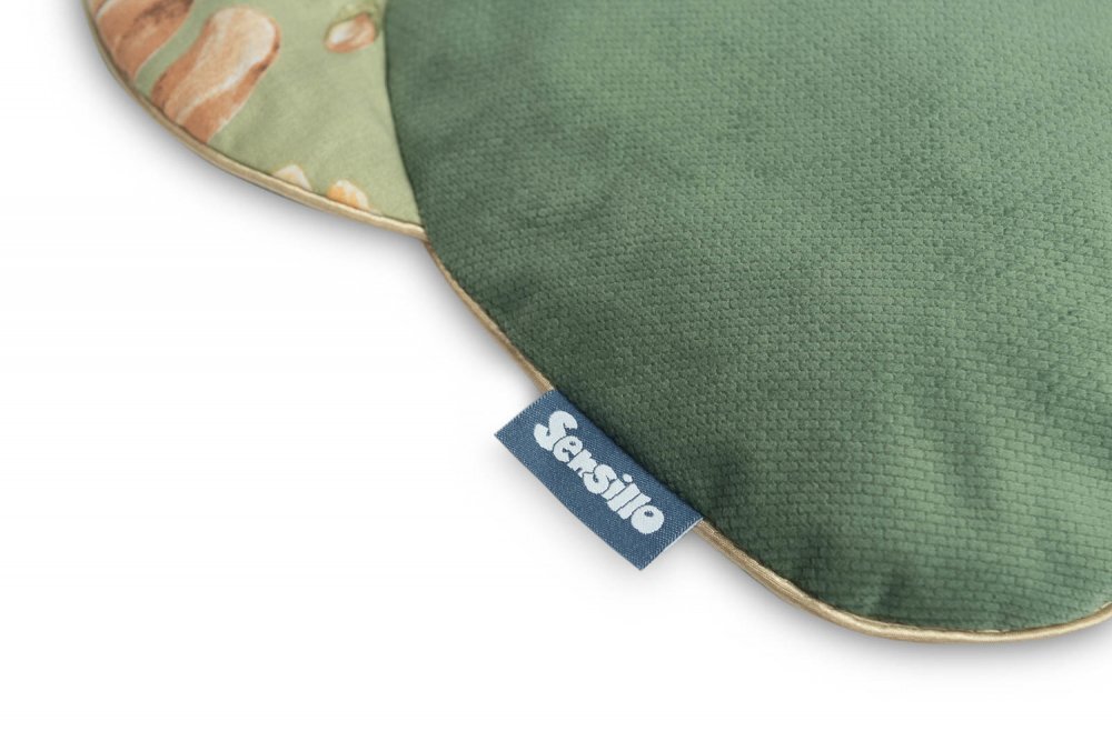 Sensillo Set pernuta si pilota pentru caruciorlandoupatut copii Velvet Green cu doua fete bumbaccatifea umplutura silicon lyocell antialergic perna cu urechiuse recomandat de la nastere