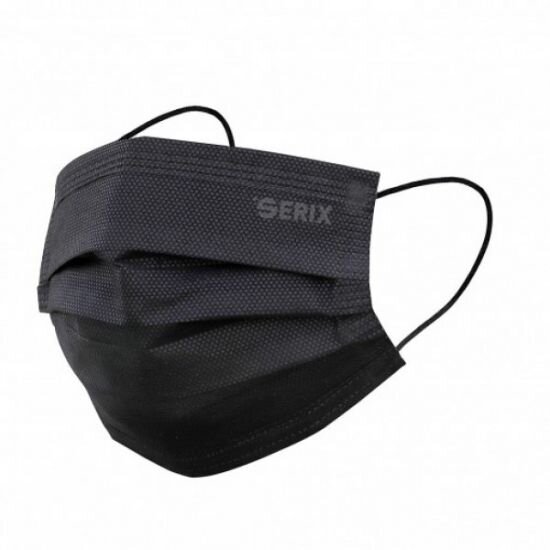 Serix Masca medicala de unica folosinta Tip IIR Neagra 3 pliuri 50 bucati