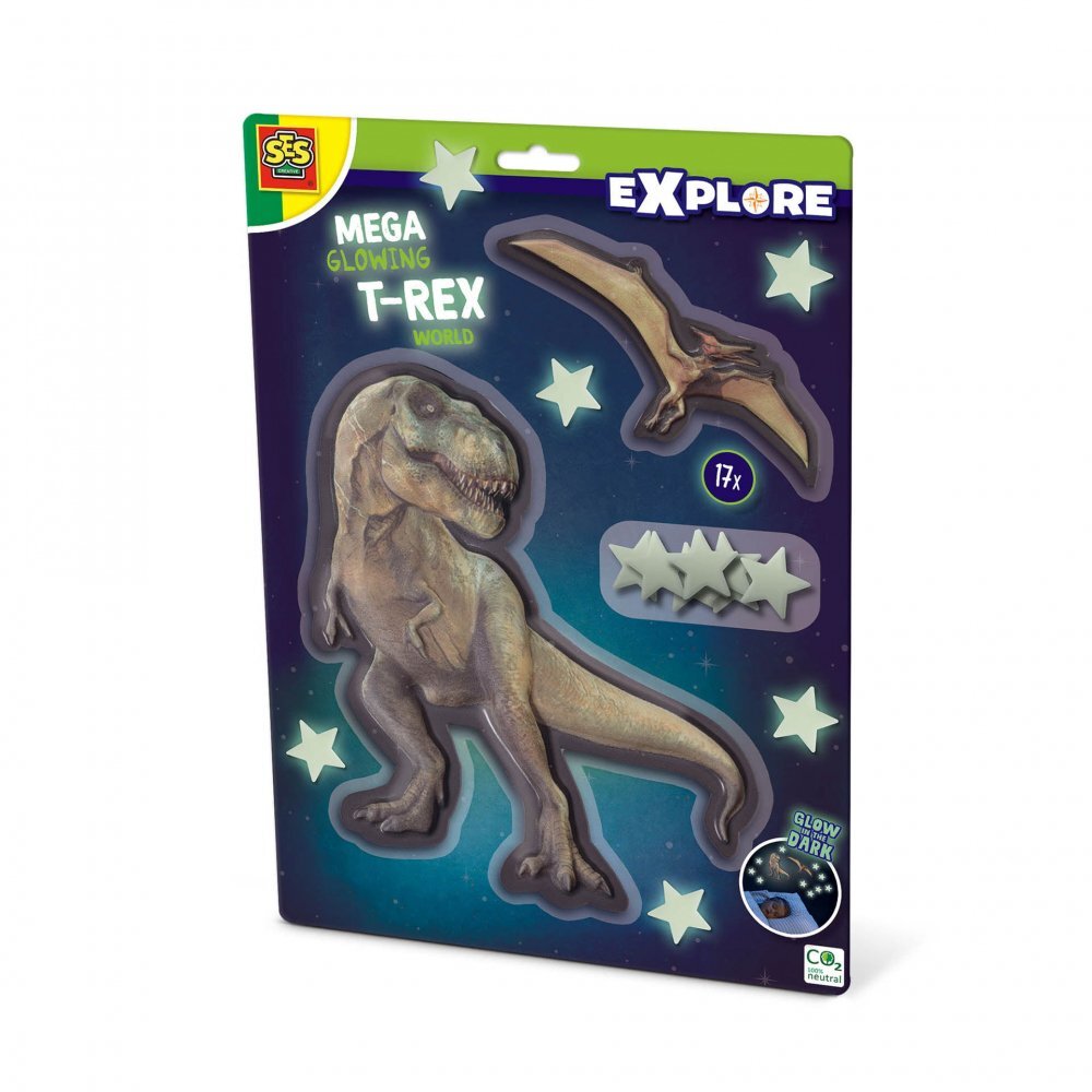 SES Creative Set stickere Lumea lui T-rex mega stralucitoare