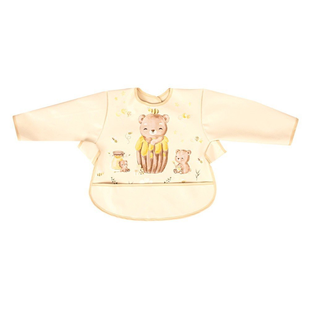 SeviBebe Baveta impermeabila cu maneci lungi Happy Bear