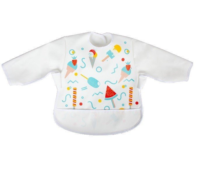SeviBebe Baveta impermeabila cu maneci lungi Sevi Bebe Alb