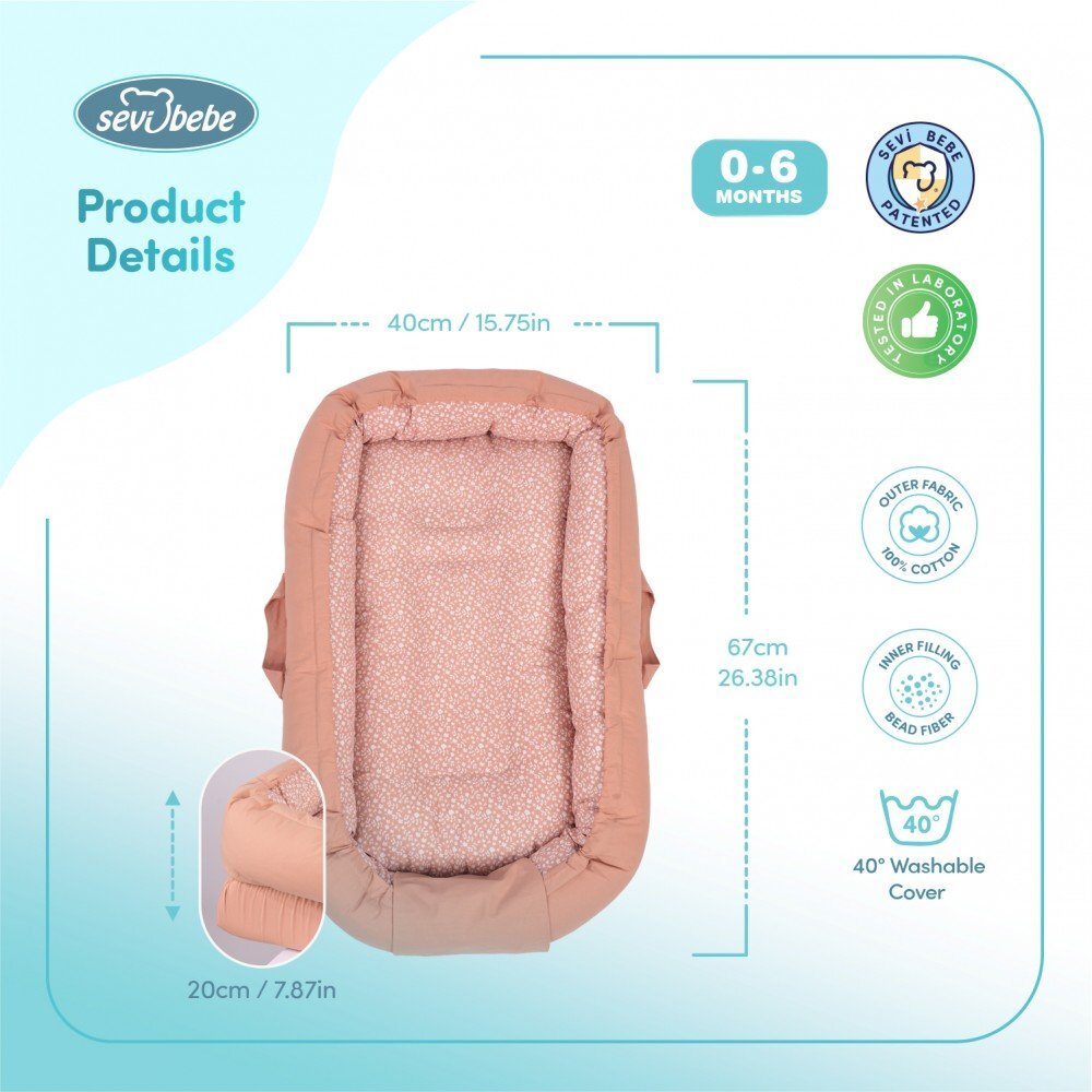 SeviBebe Co-sleeper anti-reflux Salmon Pink