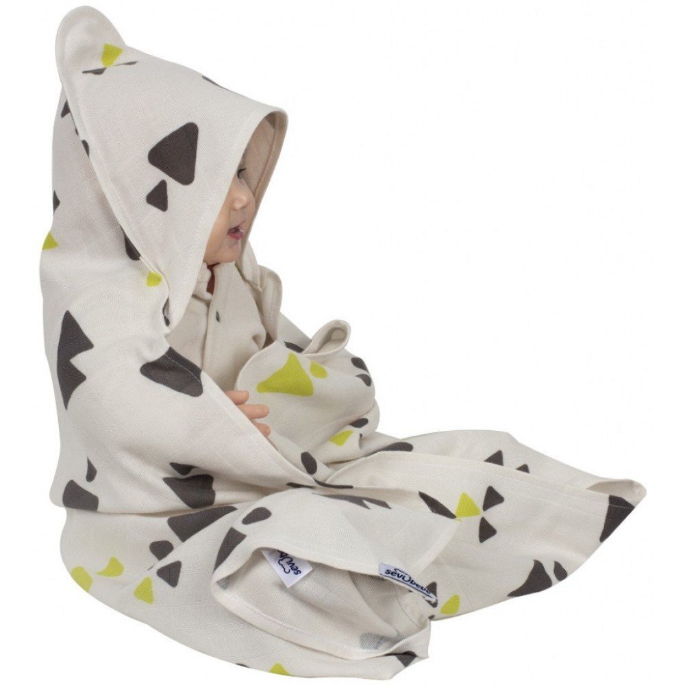 SeviBebe Prosop baie cu gluga Grey Triangle