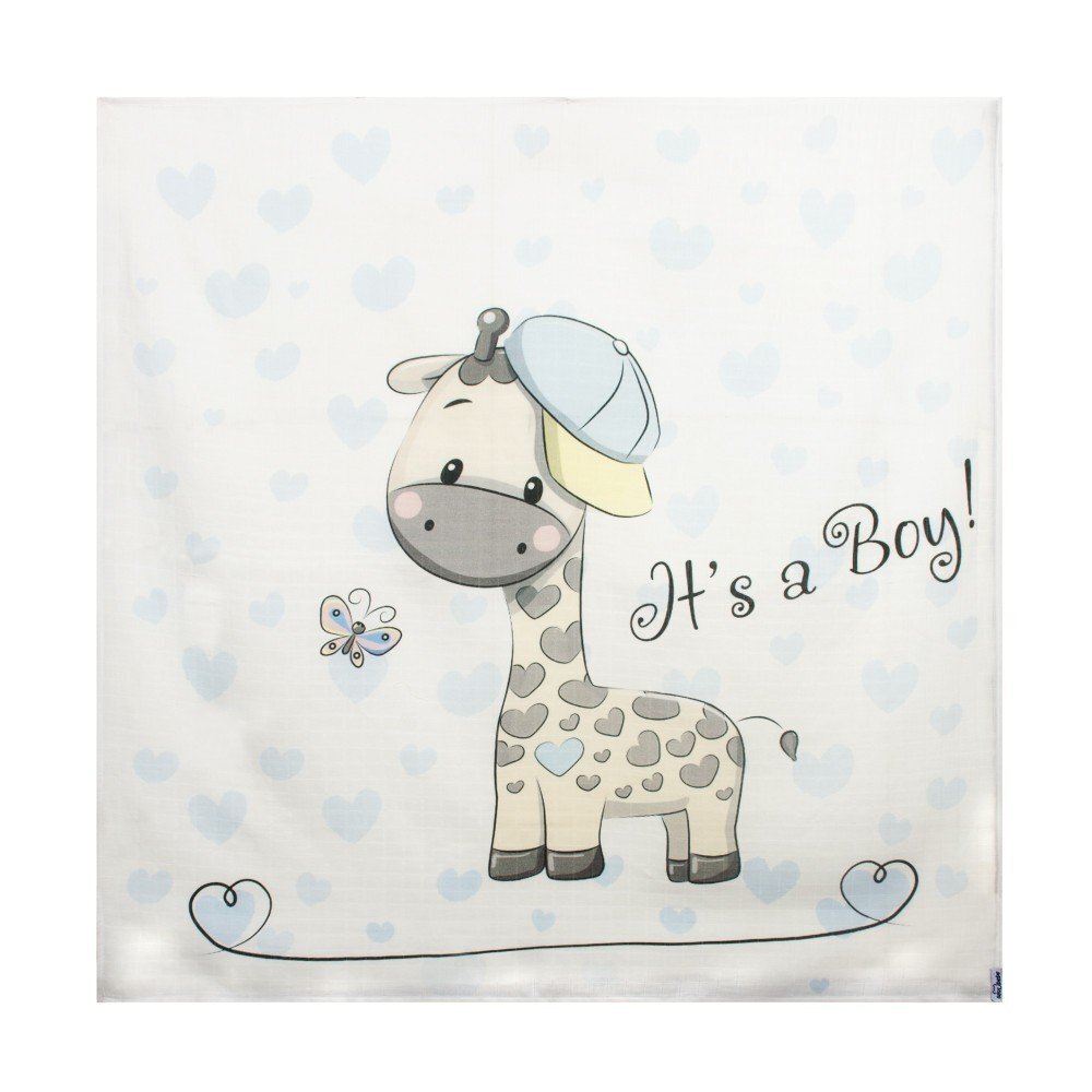 SeviBebe Scutec muselina din bumbac 90x90 cm Girafa