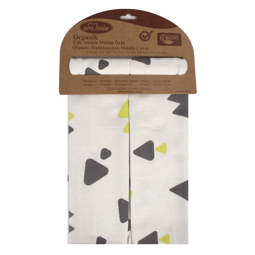 SeviBebe Set 2 museline din bumbac organic Triangle 70x55cm