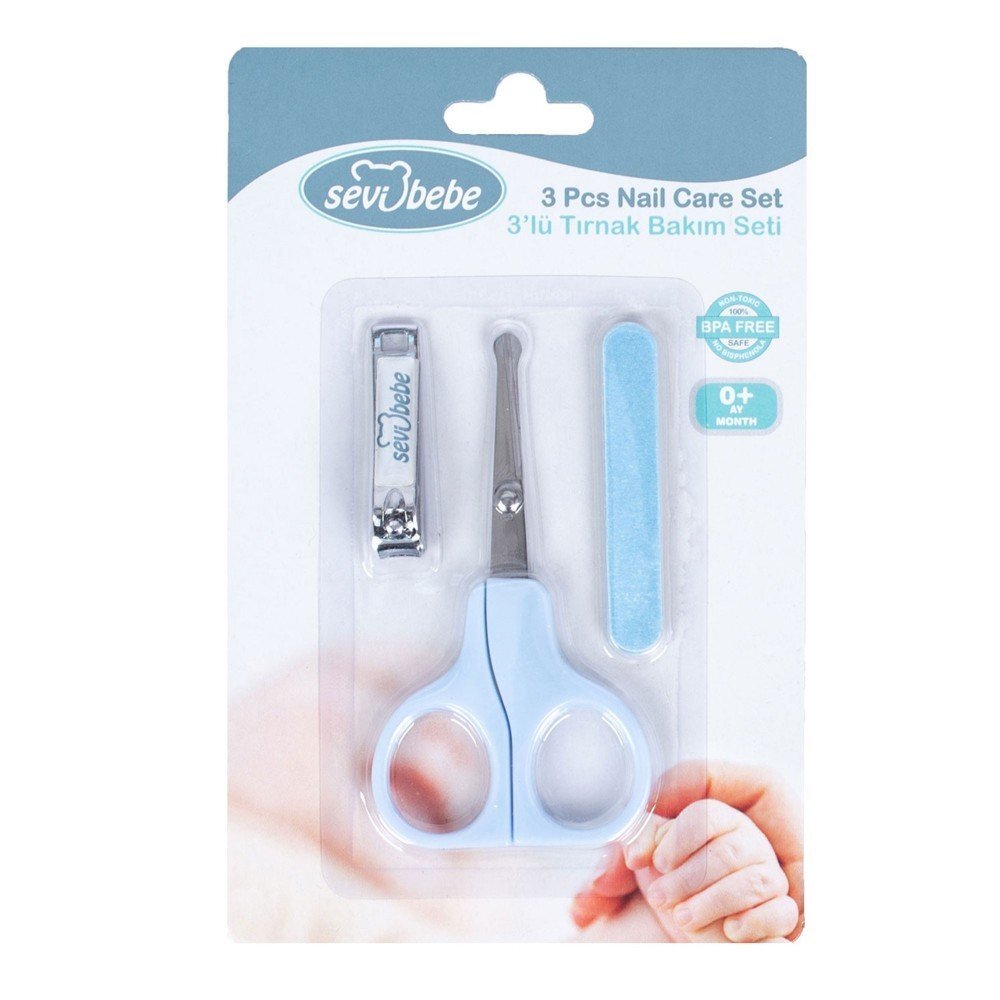 SeviBebe Set 3 accesorii ingrijire unghii albastru