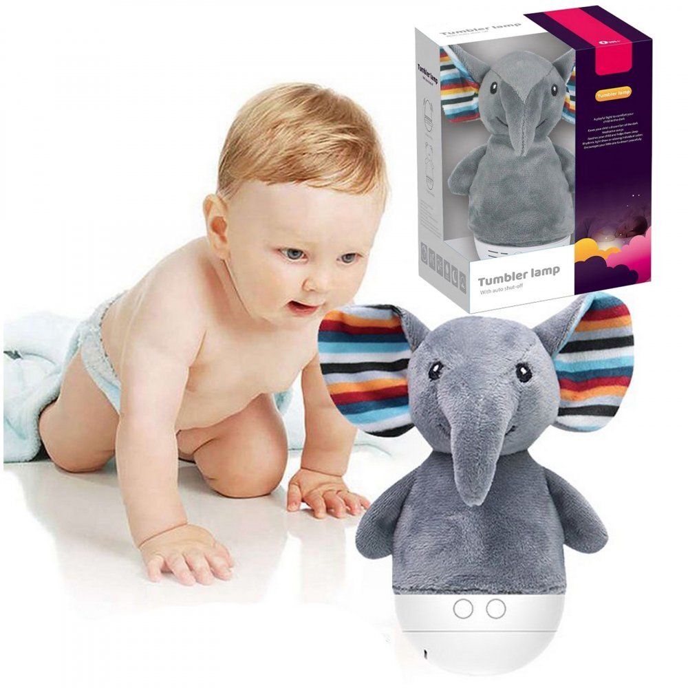 Sfera Zabawek Lampa de veghe in 7 culori LED muzicala Grey Elefant 18 cm