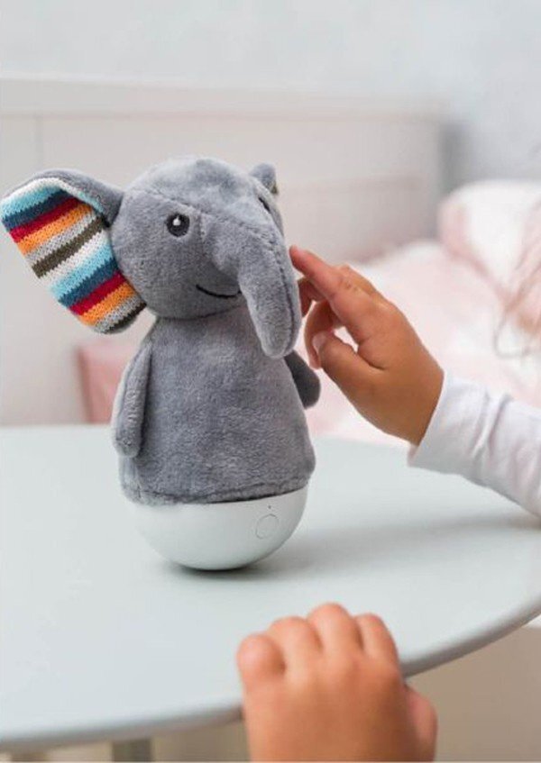 Sfera Zabawek Lampa de veghe in 7 culori LED muzicala Grey Elefant 18 cm