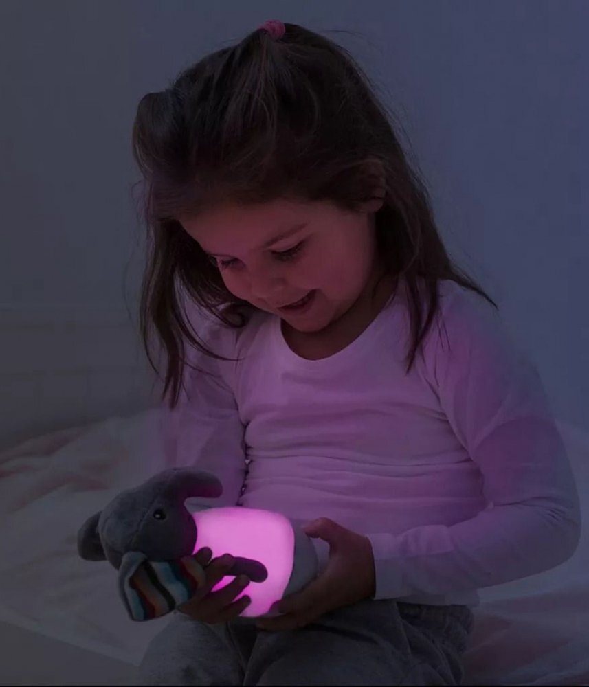 Sfera Zabawek Lampa de veghe in 7 culori LED muzicala Grey Elefant 18 cm
