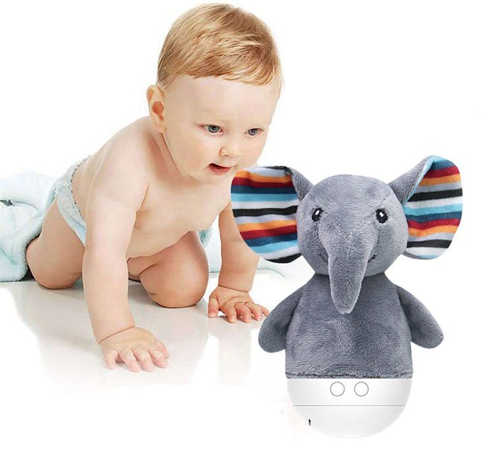 Sfera Zabawek Lampa de veghe in 7 culori LED muzicala Grey Elefant 18 cm